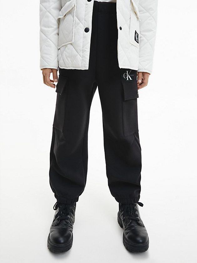 Black Calvin Klein Relaxed Cargo Girls\'s Joggers | YPQI-02587