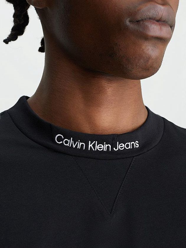 Black Calvin Klein Relaxed Collar Logo Men T-Shirt | QRHY-12756