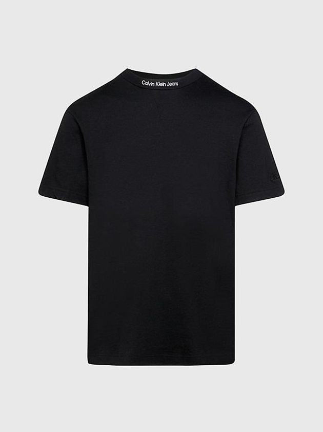 Black Calvin Klein Relaxed Collar Logo Men T-Shirt | QRHY-12756