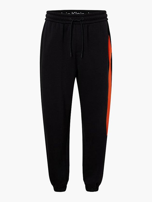 Black Calvin Klein Relaxed Colour Block Men Joggers | PYML-32017