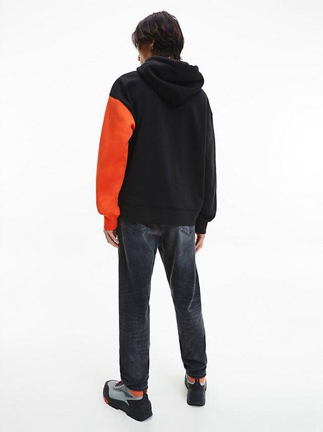 Black Calvin Klein Relaxed Colour Block Men Hoodie | GMLJ-86493