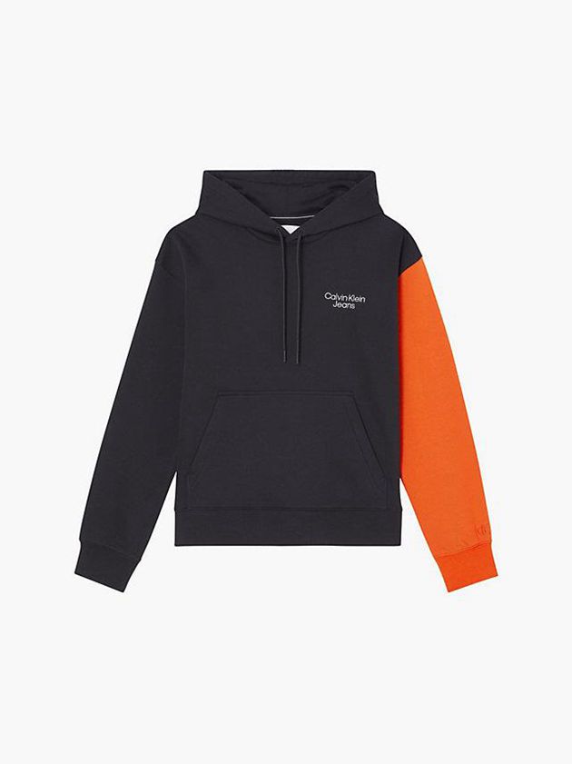 Black Calvin Klein Relaxed Colour Block Men Hoodie | GMLJ-86493