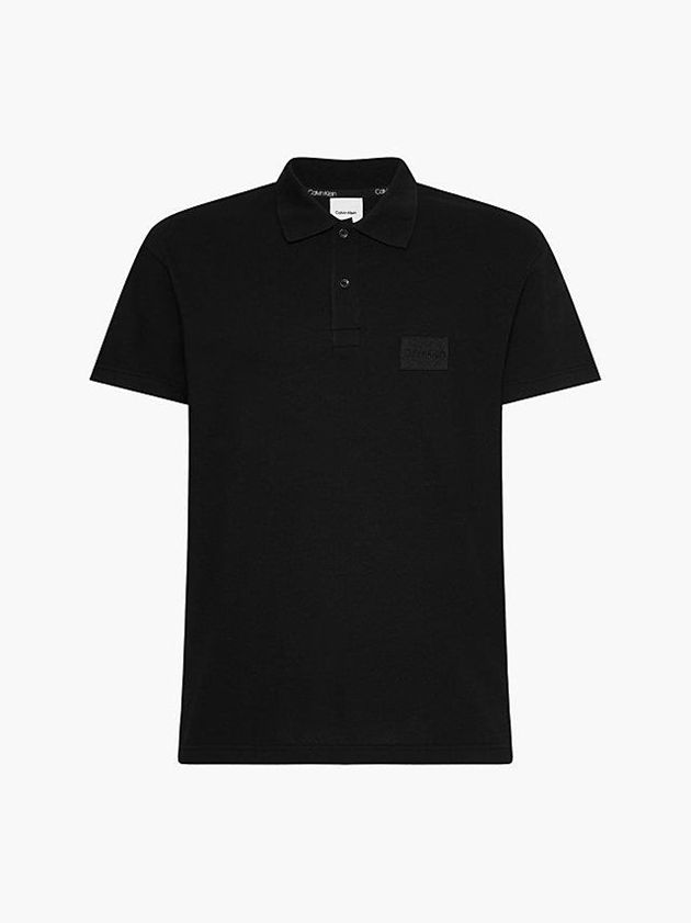 Black Calvin Klein Relaxed Cotton Piqué Men Polo Shirt | HIZN-54309