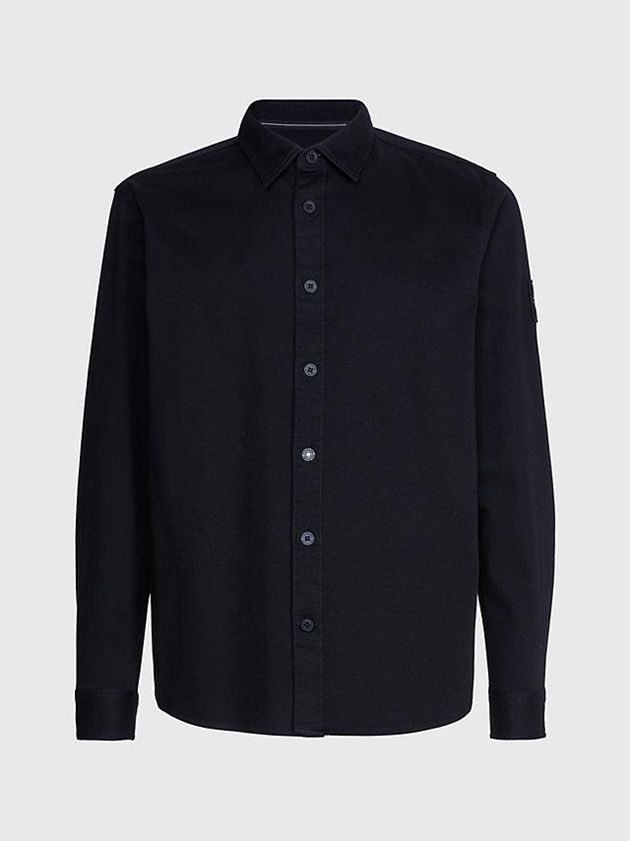 Black Calvin Klein Relaxed Cotton Twill Men Shirts | HLIF-46198