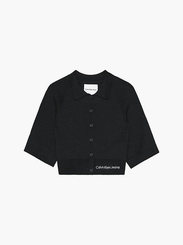 Black Calvin Klein Relaxed Cropped Cardigan Jumper Girls's Sweater | ZMKT-14237