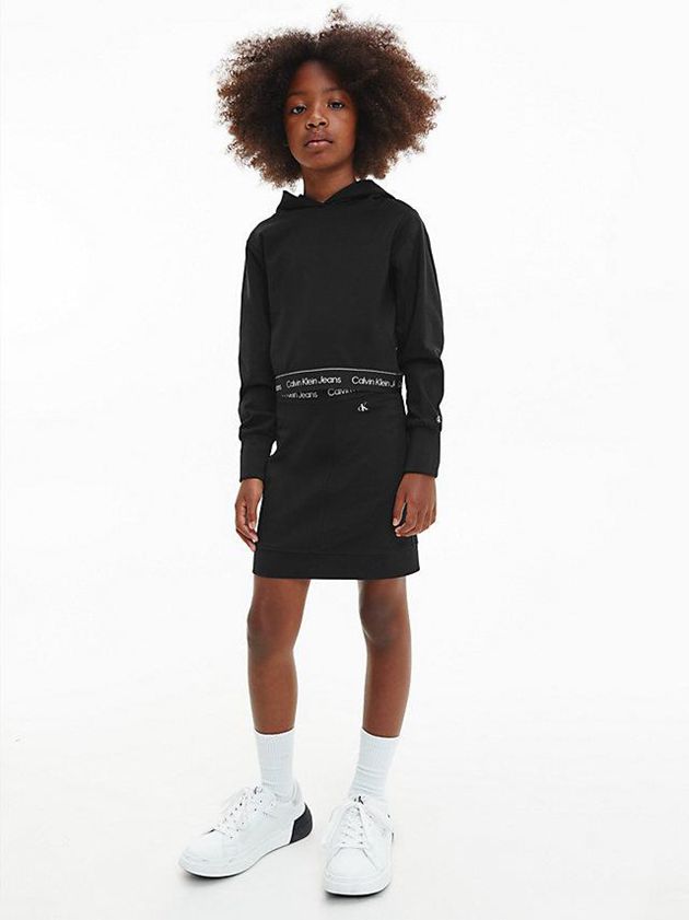 Black Calvin Klein Relaxed Cropped Logo Girls's Hoodie | CIVH-61089