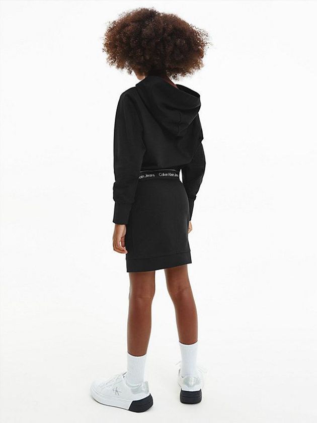 Black Calvin Klein Relaxed Cropped Logo Girls's Hoodie | CIVH-61089