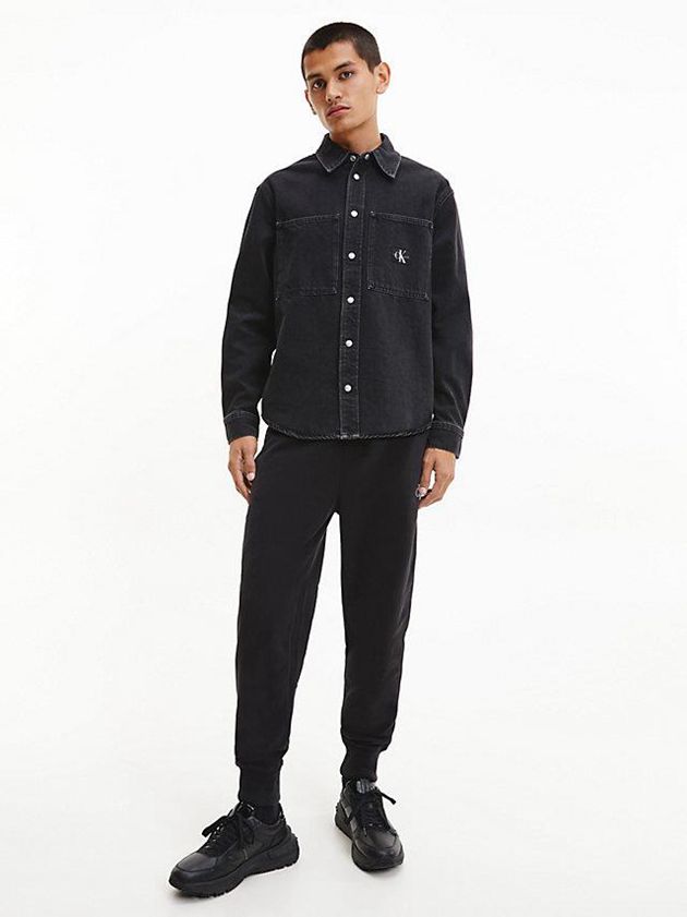 Black Calvin Klein Relaxed Denim Men Shirts | VWDJ-09263