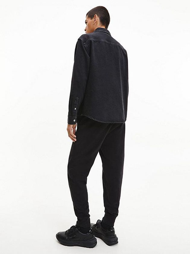 Black Calvin Klein Relaxed Denim Men Shirts | VWDJ-09263