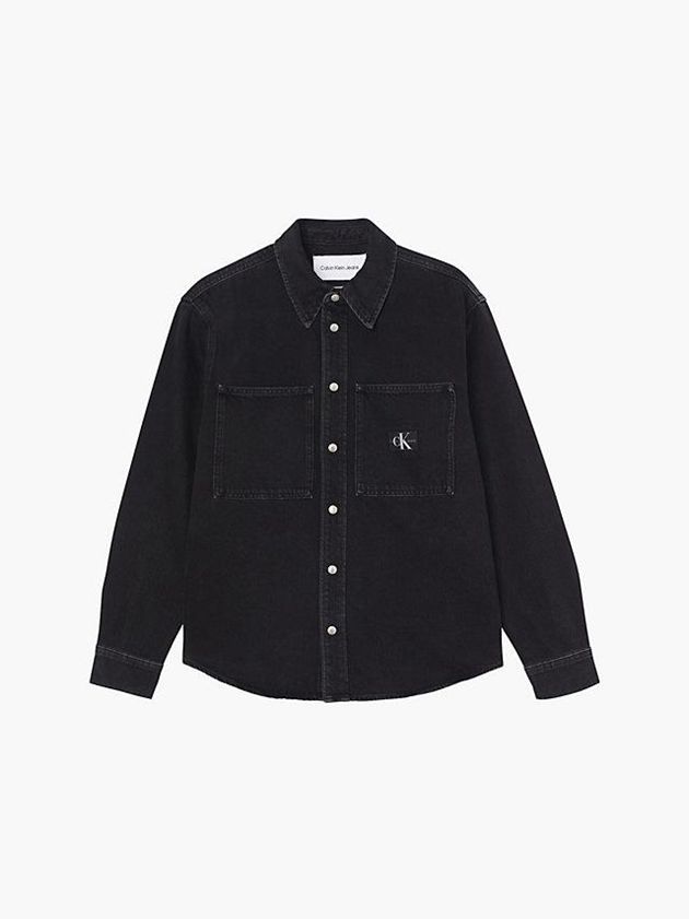 Black Calvin Klein Relaxed Denim Men Shirts | VWDJ-09263
