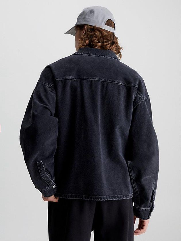 Black Calvin Klein Relaxed Denim Men Shirts | XHQG-96850