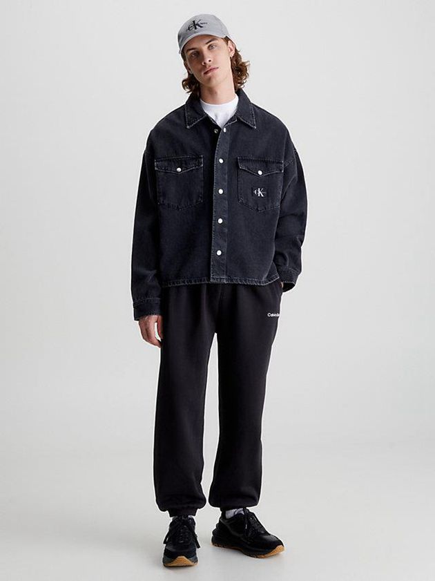Black Calvin Klein Relaxed Denim Men Shirts | XHQG-96850