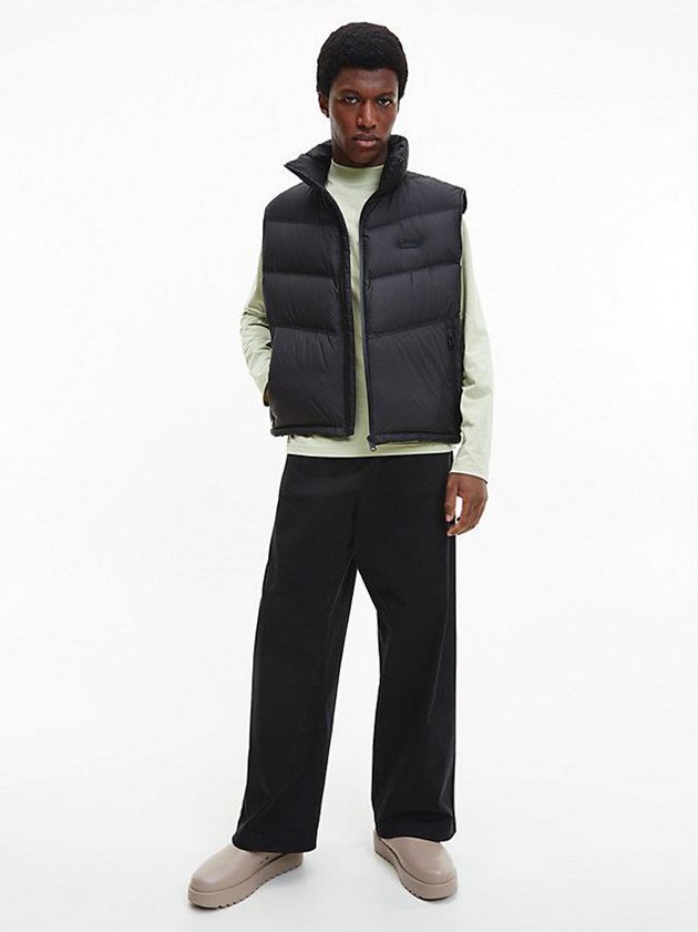 Black Calvin Klein Relaxed Down Stitchless Men Vest | YRMP-85917