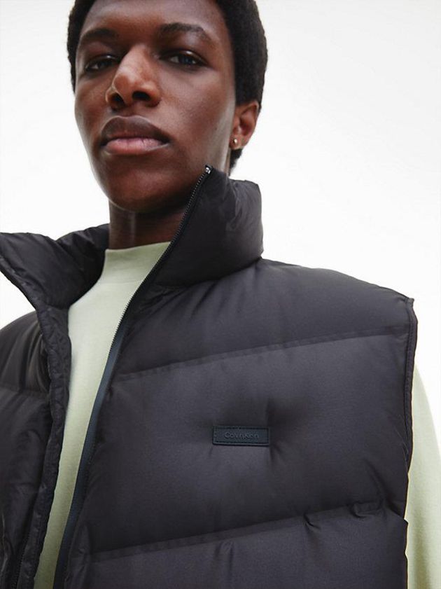 Black Calvin Klein Relaxed Down Stitchless Men Vest | YRMP-85917