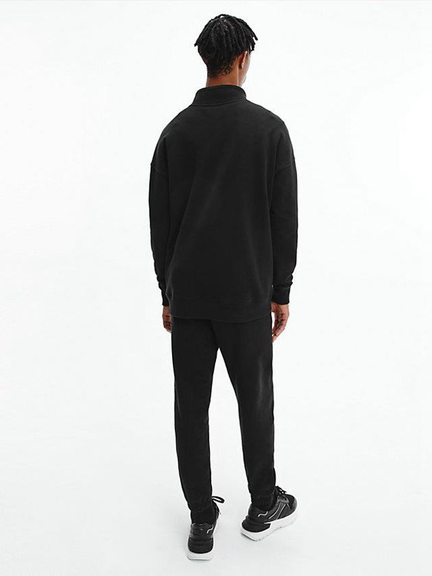 Black Calvin Klein Relaxed Funnel Neck Men Sweatshirt | MIDS-97340