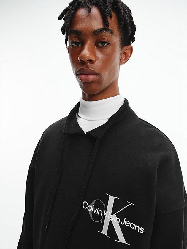 Black Calvin Klein Relaxed Funnel Neck Men Sweatshirt | MIDS-97340