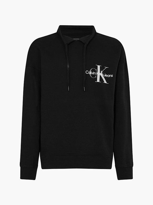 Black Calvin Klein Relaxed Funnel Neck Men Sweatshirt | MIDS-97340