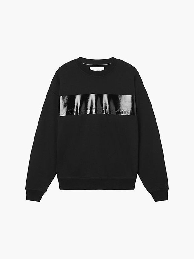 Black Calvin Klein Relaxed Gloss Logo Men Sweatshirt | XODW-86395