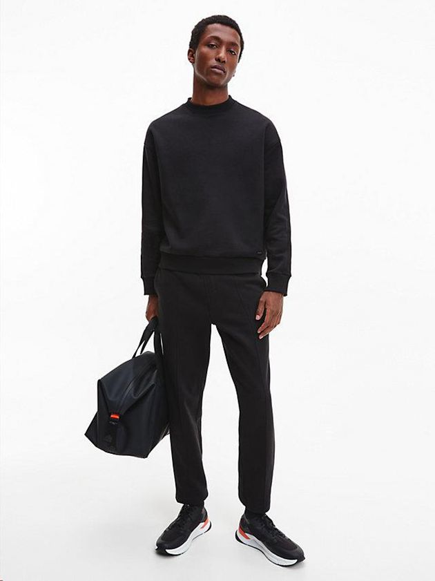 Black Calvin Klein Relaxed Heavy Fleece Men Sweatshirt | HXAK-48932