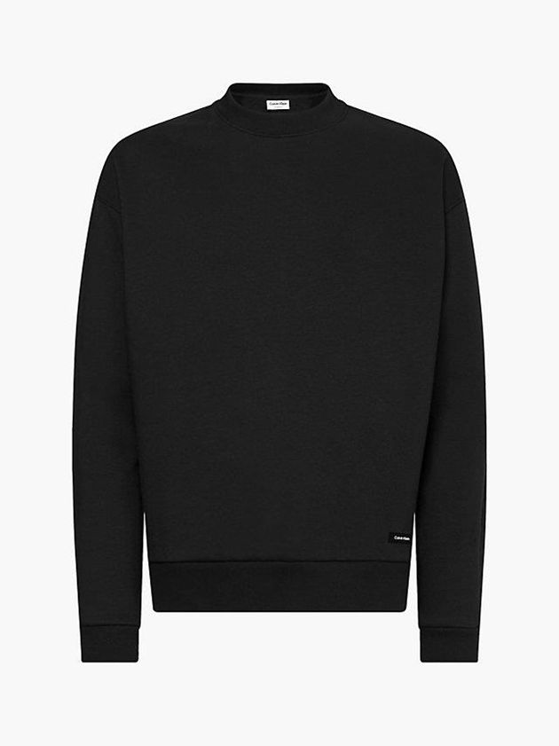 Black Calvin Klein Relaxed Heavy Fleece Men Sweatshirt | HXAK-48932