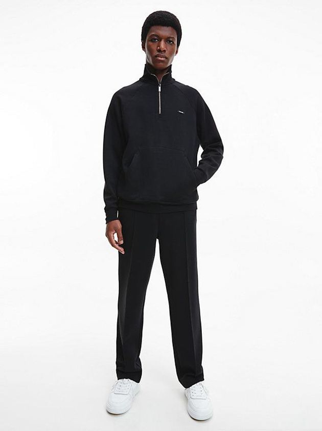 Black Calvin Klein Relaxed High Neck Zip Men Sweatshirt | IWNU-13569