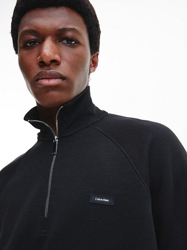 Black Calvin Klein Relaxed High Neck Zip Men Sweatshirt | IWNU-13569