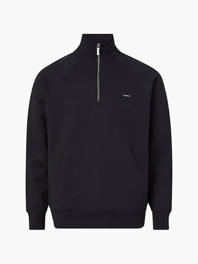 Black Calvin Klein Relaxed High Neck Zip Men Sweatshirt | IWNU-13569