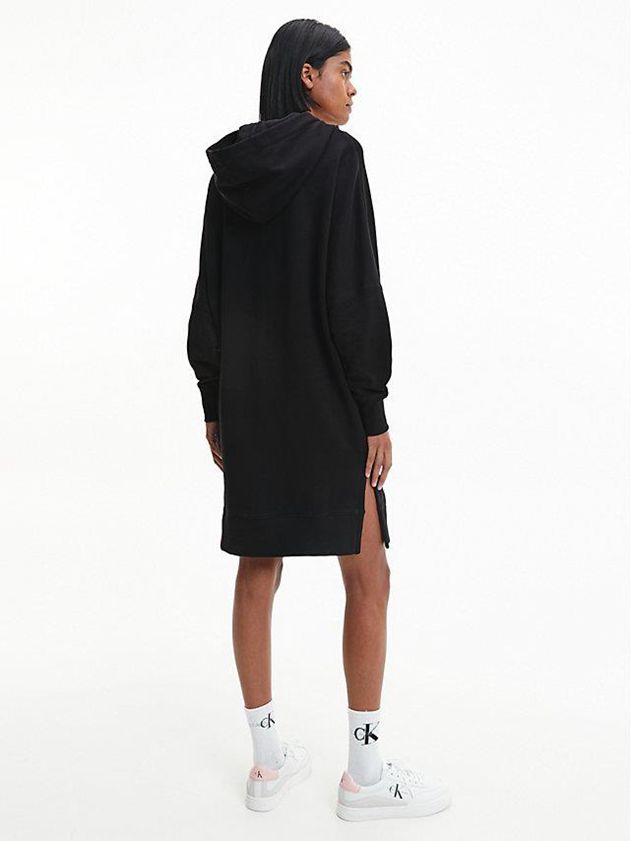 Black Calvin Klein Relaxed Hooded Sweatshirt Women Dress | MXLB-04927