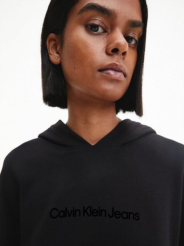 Black Calvin Klein Relaxed Hooded Sweatshirt Women Dress | MXLB-04927