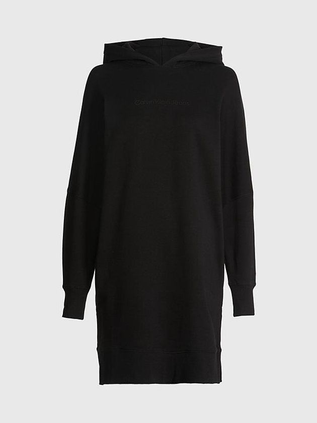 Black Calvin Klein Relaxed Hooded Sweatshirt Women Dress | MXLB-04927