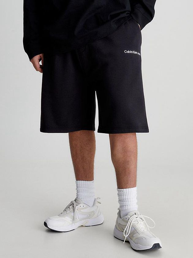 Black Calvin Klein Relaxed Jogger Men Shorts | JHTR-54218