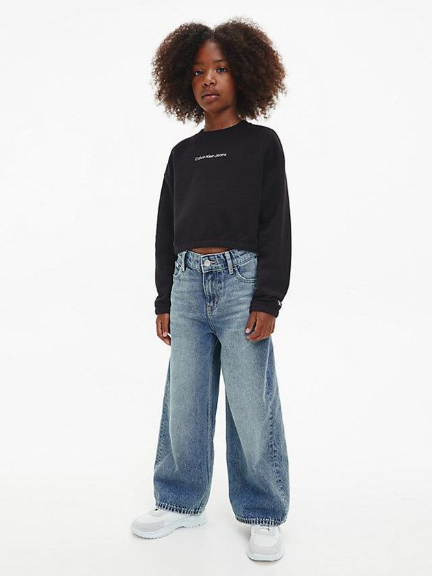 Black Calvin Klein Relaxed Logo Girls's Sweatshirt | LCMJ-05379