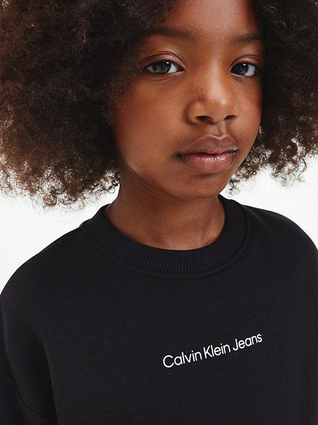 Black Calvin Klein Relaxed Logo Girls's Sweatshirt | LCMJ-05379