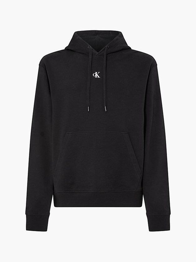 Black Calvin Klein Relaxed Logo Men Hoodie | QXTC-31062