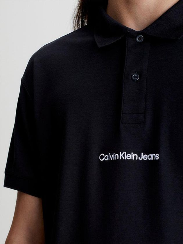 Black Calvin Klein Relaxed Logo Men Polo Shirt | DUQA-46153