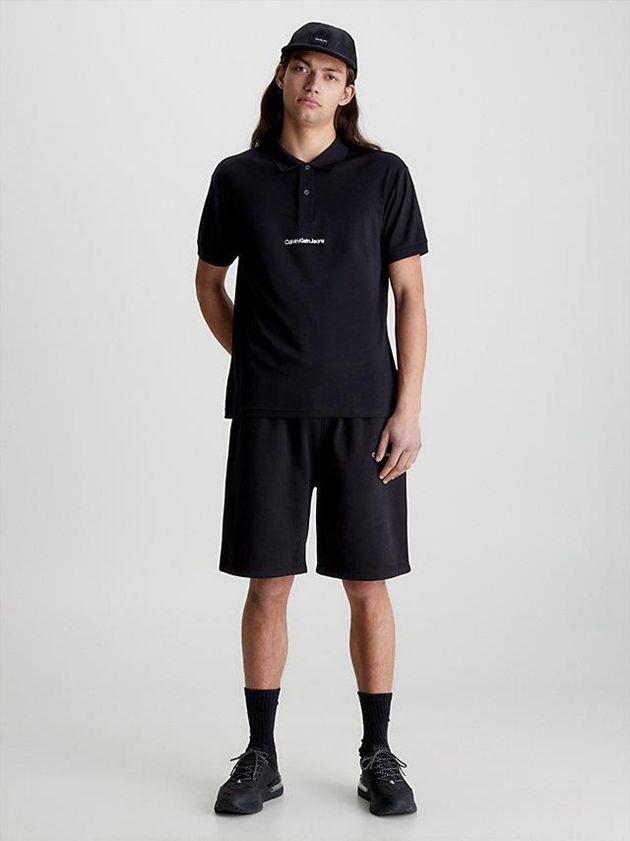 Black Calvin Klein Relaxed Logo Men Polo Shirt | DUQA-46153