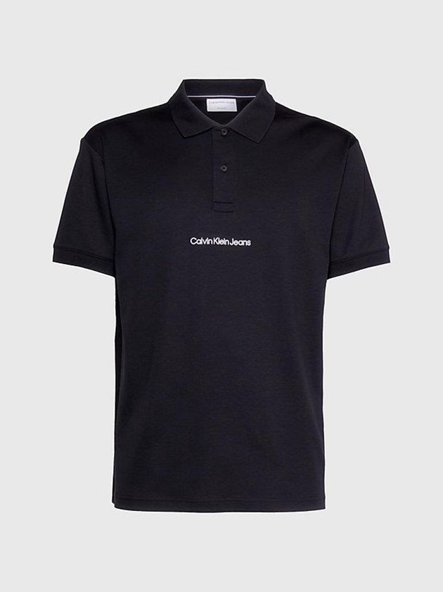 Black Calvin Klein Relaxed Logo Men Polo Shirt | DUQA-46153
