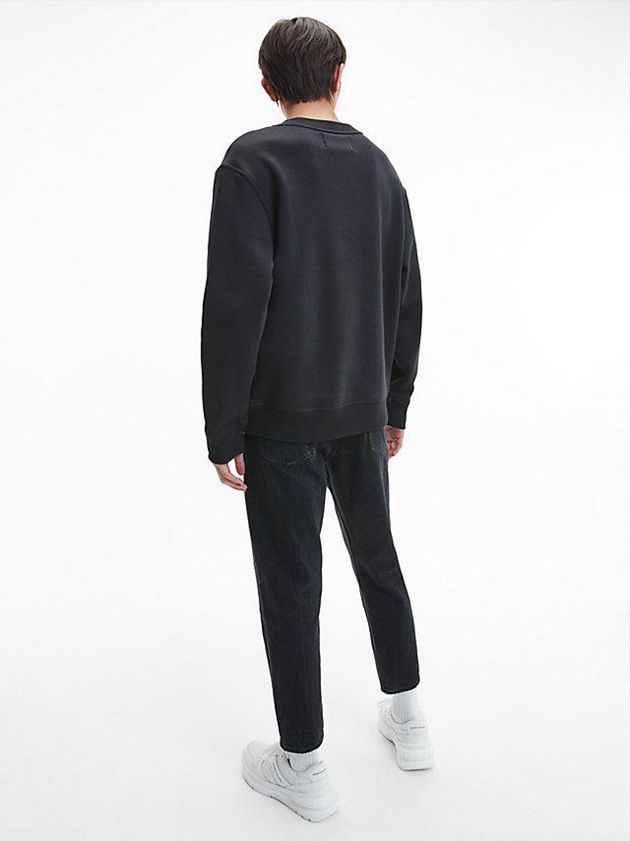 Black Calvin Klein Relaxed Logo Men Sweatshirt | HQIP-96283