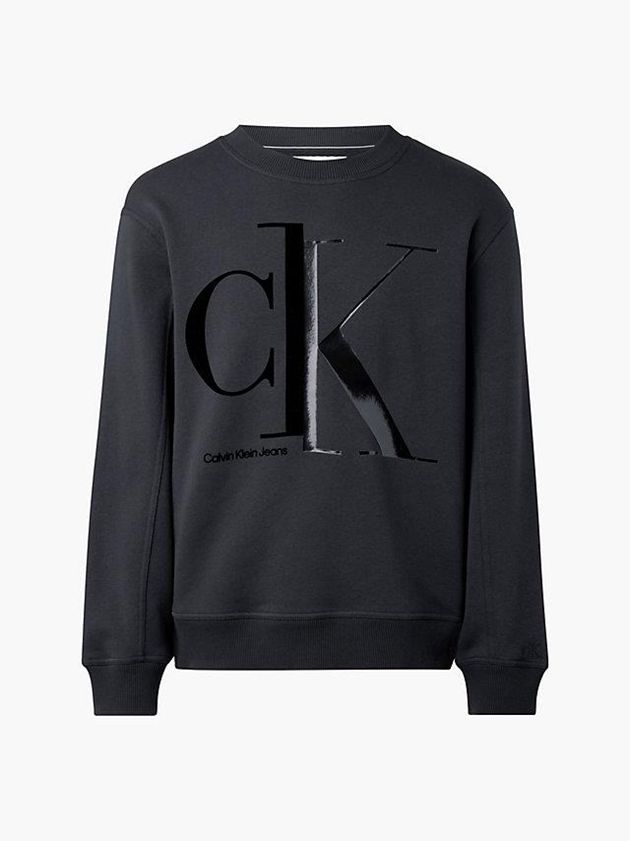 Black Calvin Klein Relaxed Logo Men Sweatshirt | HQIP-96283