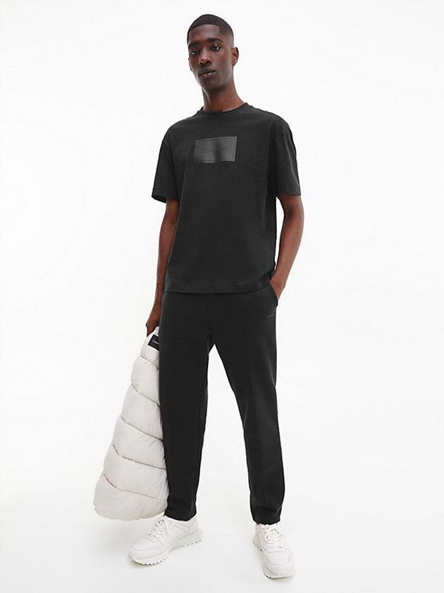 Black Calvin Klein Relaxed Logo Men T-Shirt | JLYO-47031