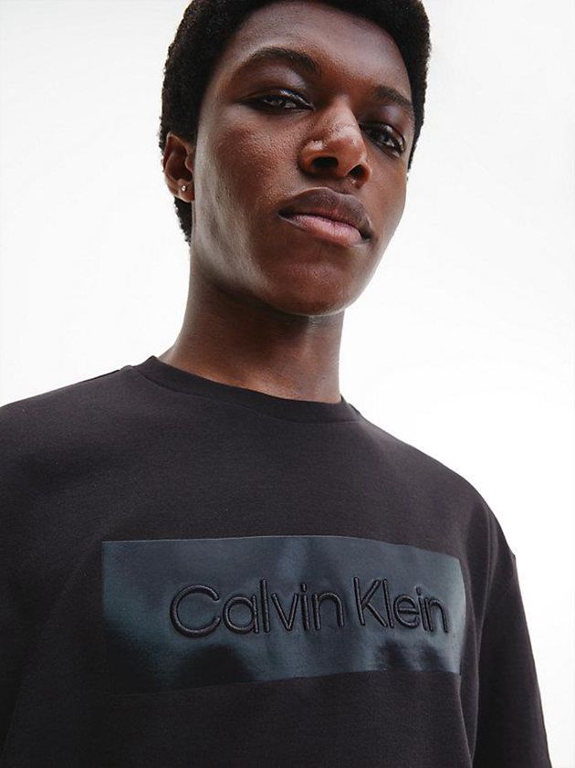 Black Calvin Klein Relaxed Logo Men T-Shirt | HFRG-94372