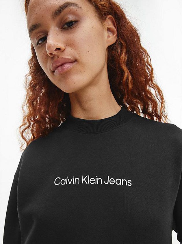 Black Calvin Klein Relaxed Logo Sweatshirt Women Dress | WDXT-34768
