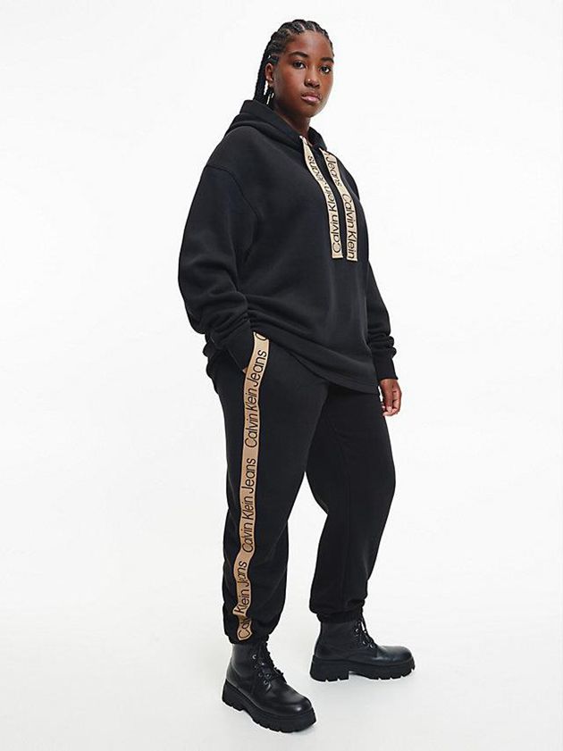 Black Calvin Klein Relaxed Logo Tape Women Joggers | ZFXP-84072
