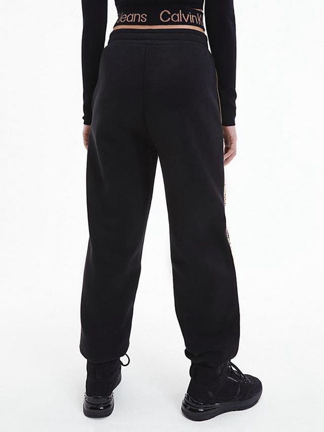 Black Calvin Klein Relaxed Logo Tape Women Joggers | ZFXP-84072