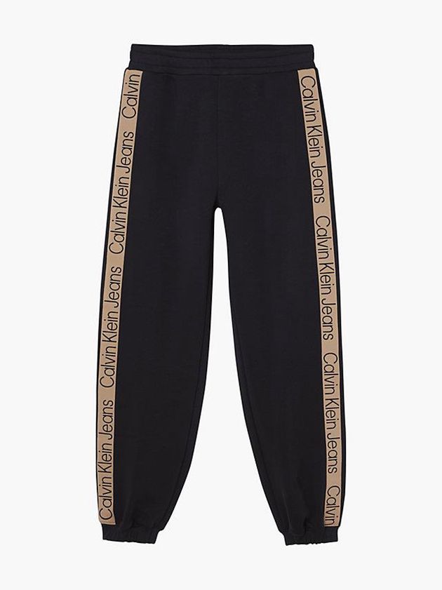 Black Calvin Klein Relaxed Logo Tape Women Joggers | ZFXP-84072