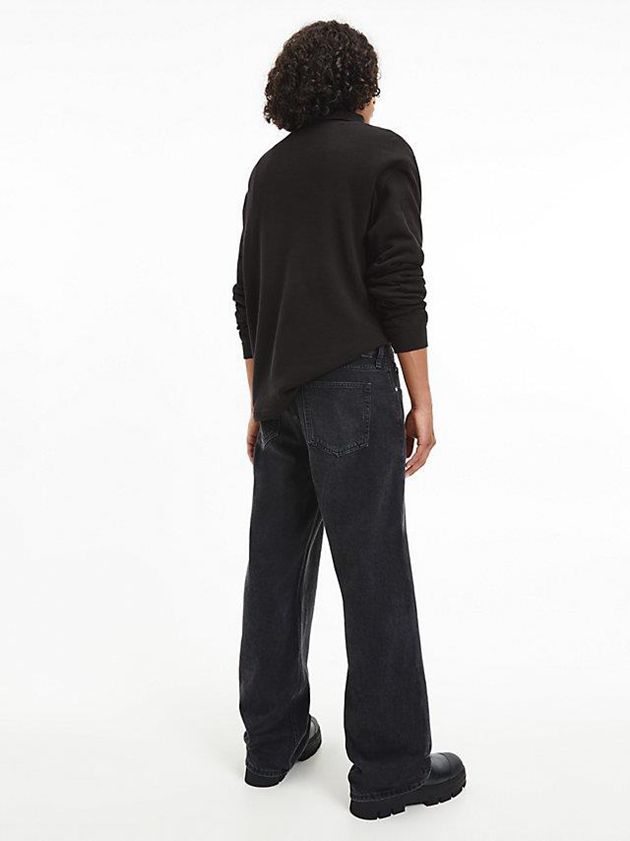 Black Calvin Klein Relaxed Long Sleeve Men Polo Shirt | XUKM-84362