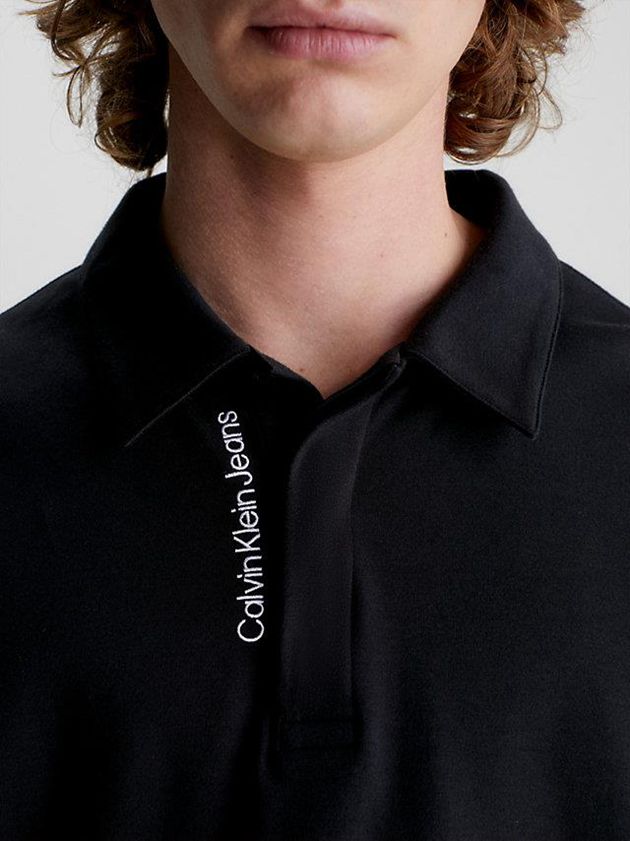 Black Calvin Klein Relaxed Long Sleeve Men Polo Shirt | MCWP-45803