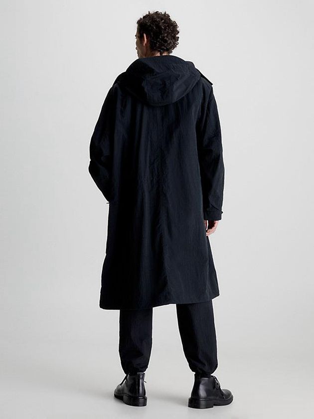 Black Calvin Klein Relaxed Matt Parka Men Coat | OITH-52640