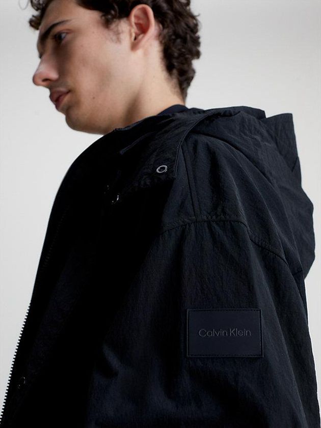 Black Calvin Klein Relaxed Matt Parka Men Coat | OITH-52640