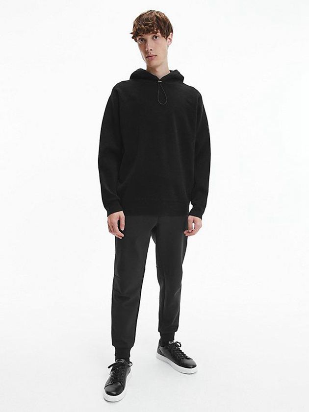 Black Calvin Klein Relaxed Men Hoodie | CDMF-25708